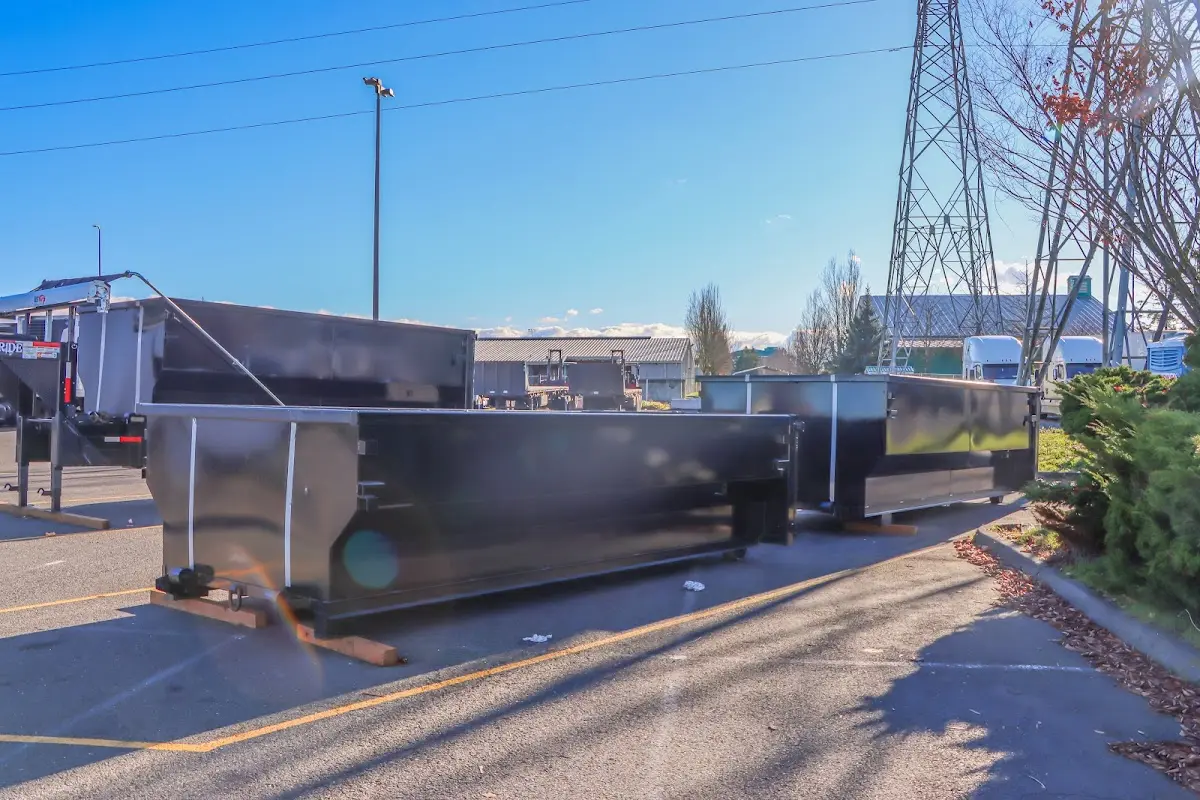 Roll-off dumpster ready for waste disposal at job site for 2 Yard Dumpster Rental in Greeley